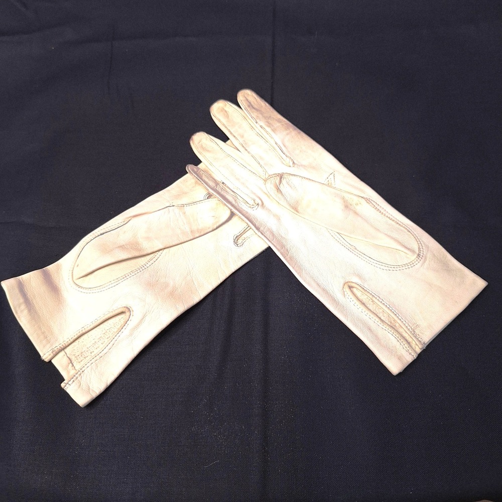 Vintage Ladies' White Leather Gloves‎ Size 6-1/2  Made in Italy - Picture 2 of 8